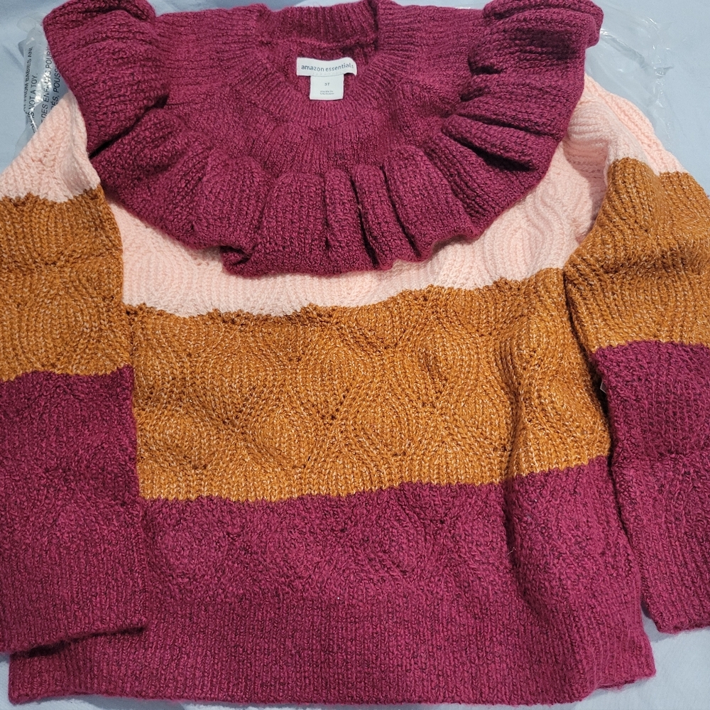 *NWT Amazon Essentials Girls and Toddlers' Soft Touch Ruffle Sweater